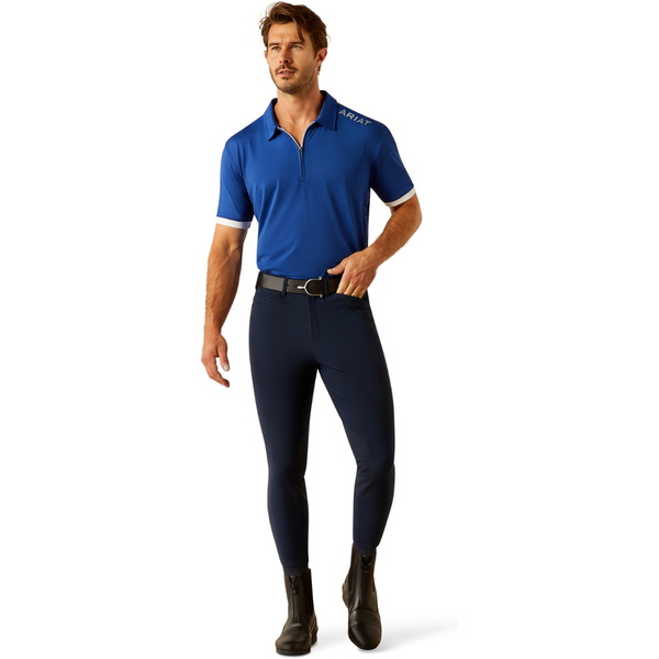 2025 Ariat Homme Bandera 1/4 Zip Manche Courte Polo Shirt 10054973 - Sodalite Bluet